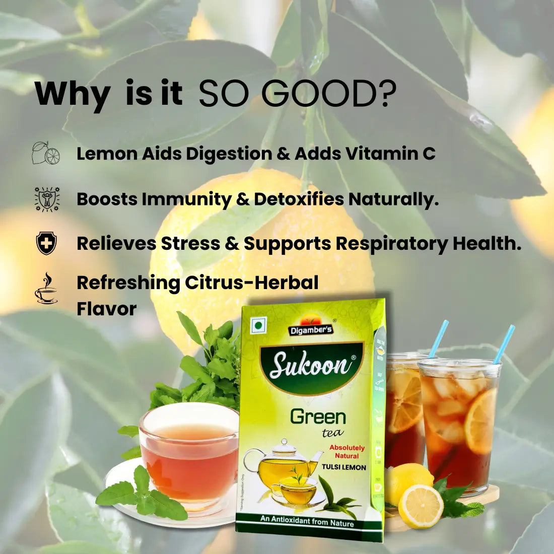 Sukoon Lemon Tulsi Green Tea